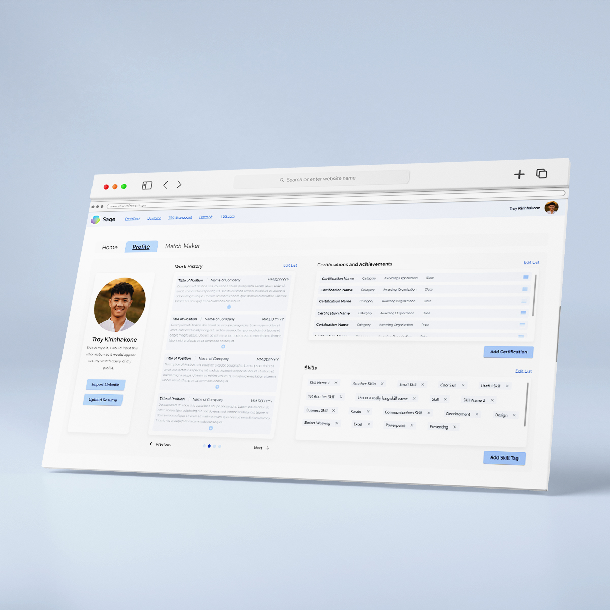 A snapshot of a proposed user flow for an Intel client persuit